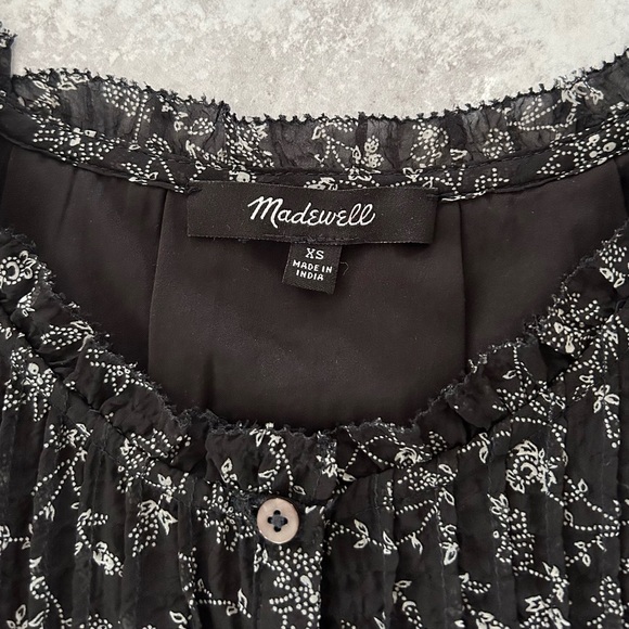 MADEWELL Ruffle-Neck Button-Front Mini Dress in Dotted Vines, XS - Picture 5 of 13